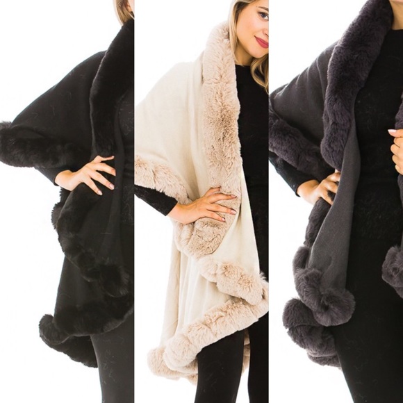 Luxury Double Layered Fx Fur Collared Jacket Coat - Picture 4 of 5